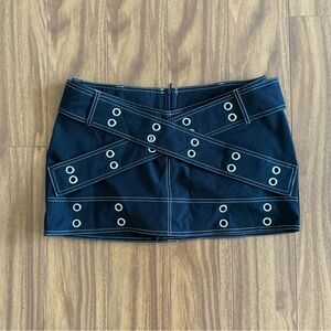 SHEIN Black Mini Skirt with Crisscross Eyelet Design